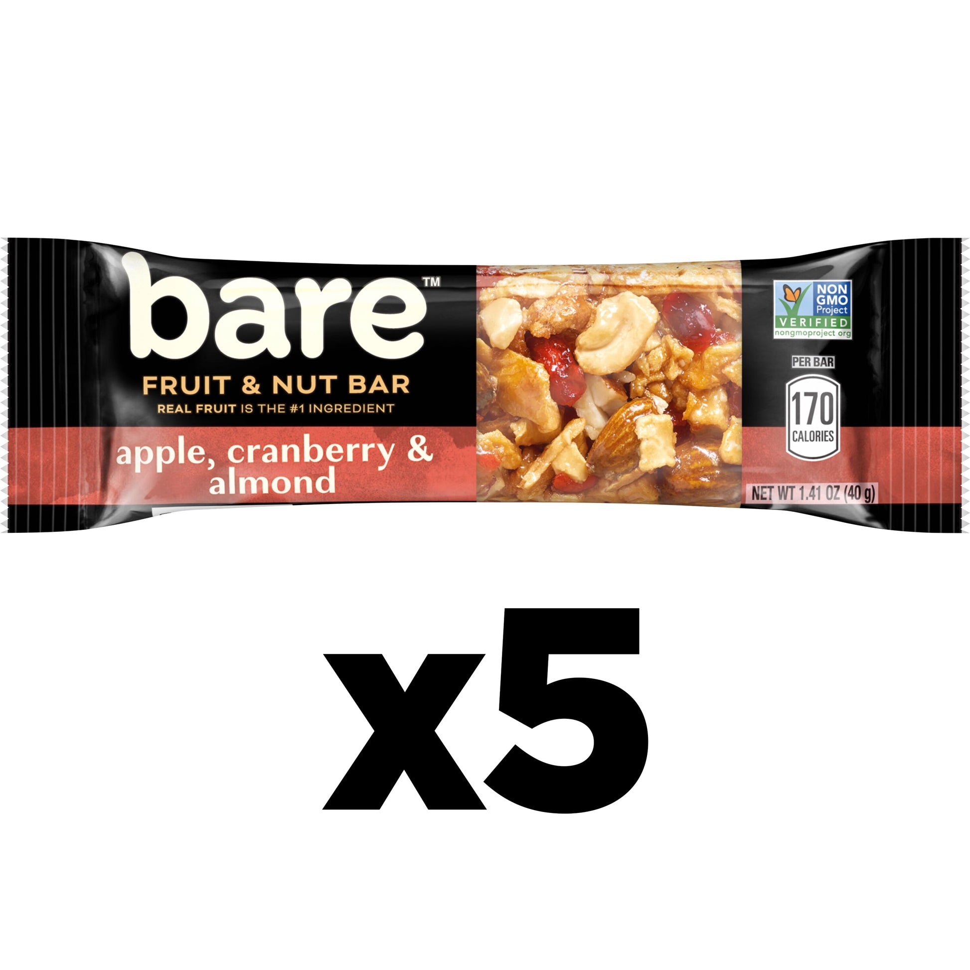 Bare Fruit & Nut Bars, Apple, Cranberry & Almond, 1.41 Oz, 5 Count