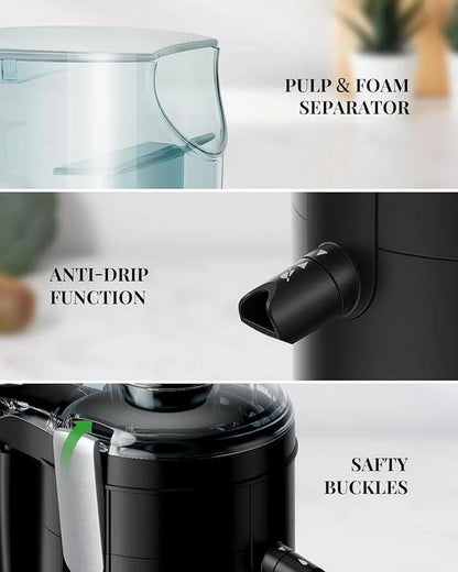 Kitchen Appliances Juicer Machine Dual Speeds Centrifugal Extractor, Titanium Enhanced Cut Disc, 2.5" Feedchute Juicer, Anti-Drip, Includes Cleaning Brush,Black
