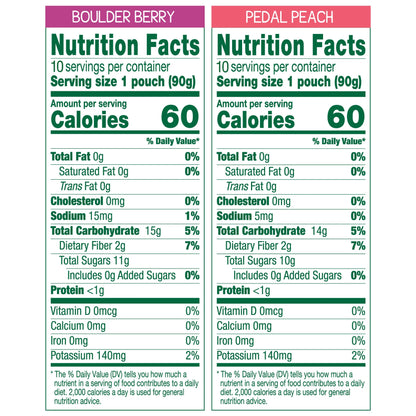 Fruit & Veggiez Applesauce and Puree Variety Pack, Boulder Berry and Pedal Peach Snack Pouches Variety Pack, 3.2 Oz, 40 Pack