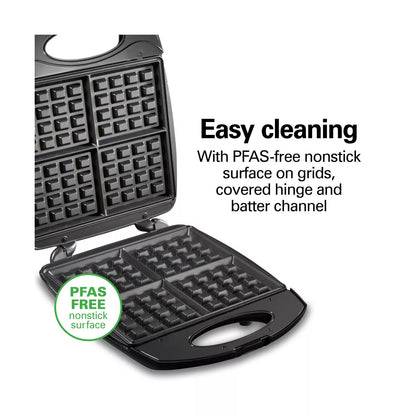 Hamilton Beach 4 Square Belgian Waffle Maker - Stainless Steel