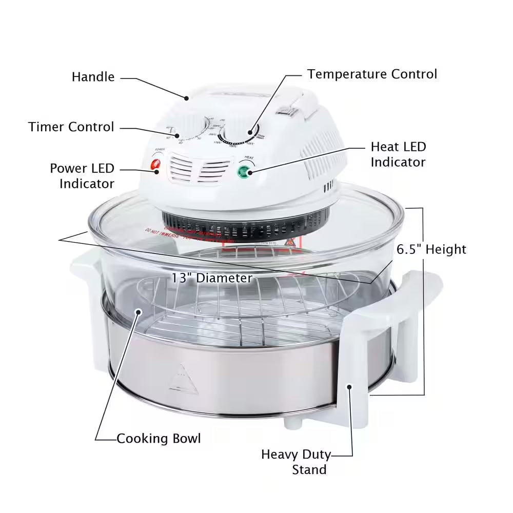 12-17 Qt. Glass Halogen Air Fryer, White