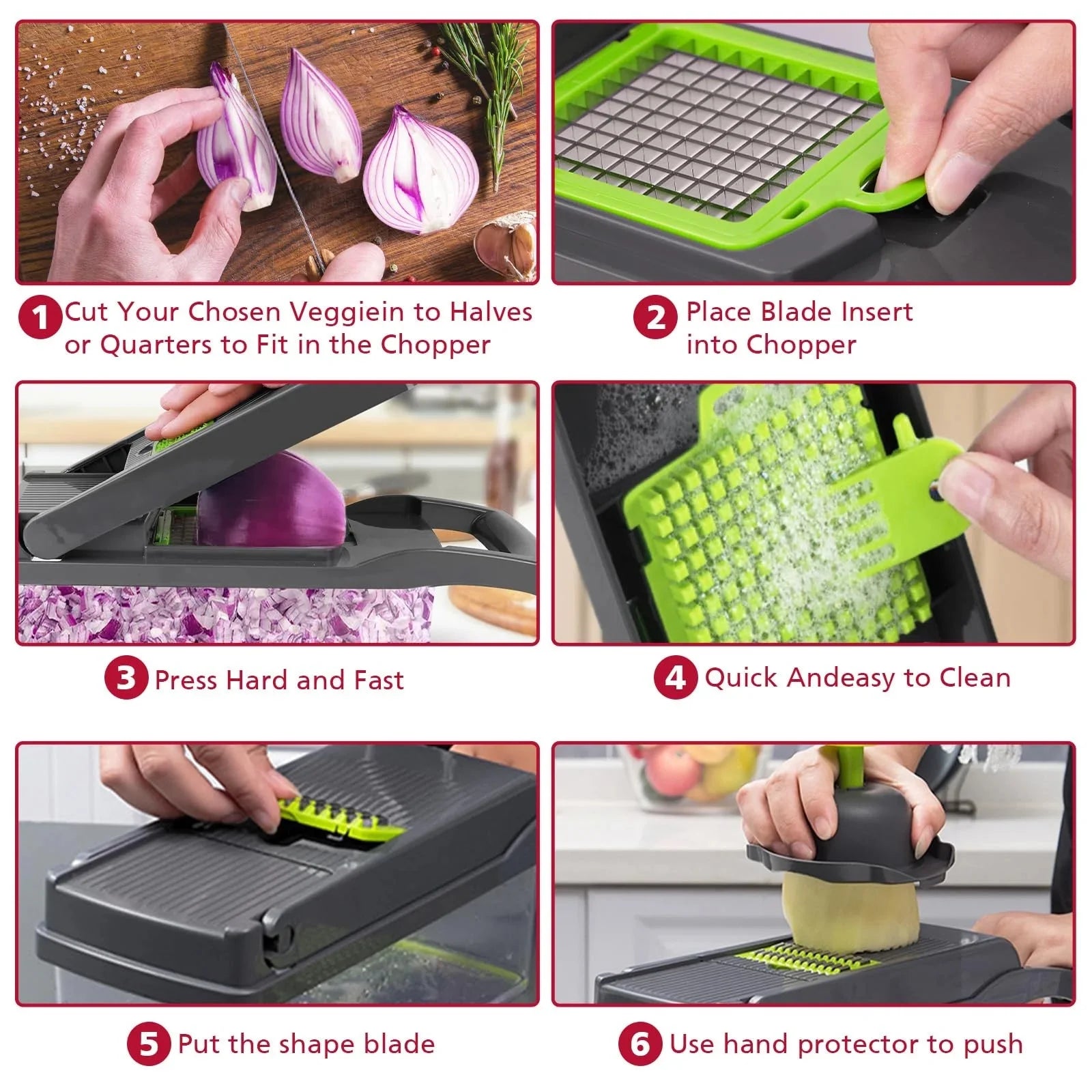16-In-1 Food Dicer, Slicer, Shredder, Chopper for Vegetables with Stainless Steel Blades