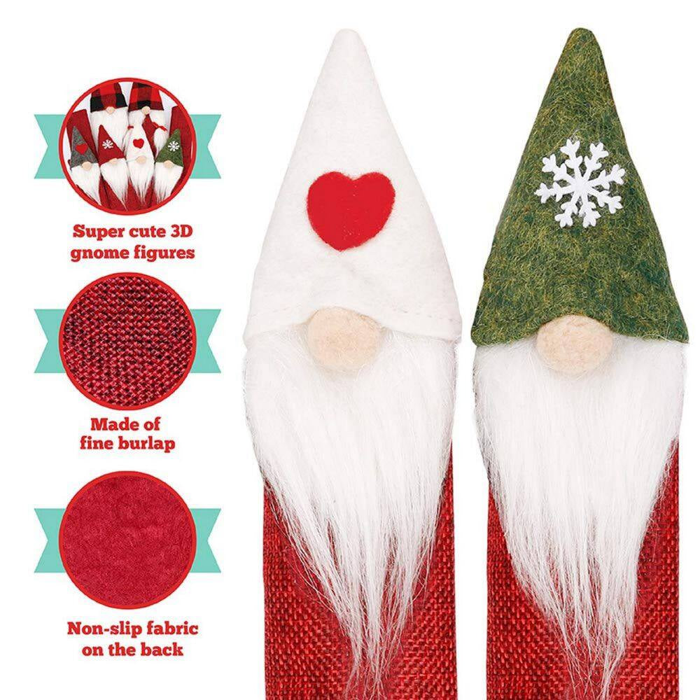 8-Pack Gnome Christmas Kitchen Appliance Handle Covers, Red Burlap Kitchen Decor, Refrigerator Handle Covers Protector