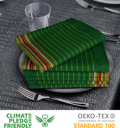 Kitchen Towels Waffle Stripes Dish Towels for Kitchen Leaf Green Set of 6 Kitchen Towels Highly Absorbent Cotton over Sized 20X30 in with Mitered Corners Kitchen Hand Tea Towels