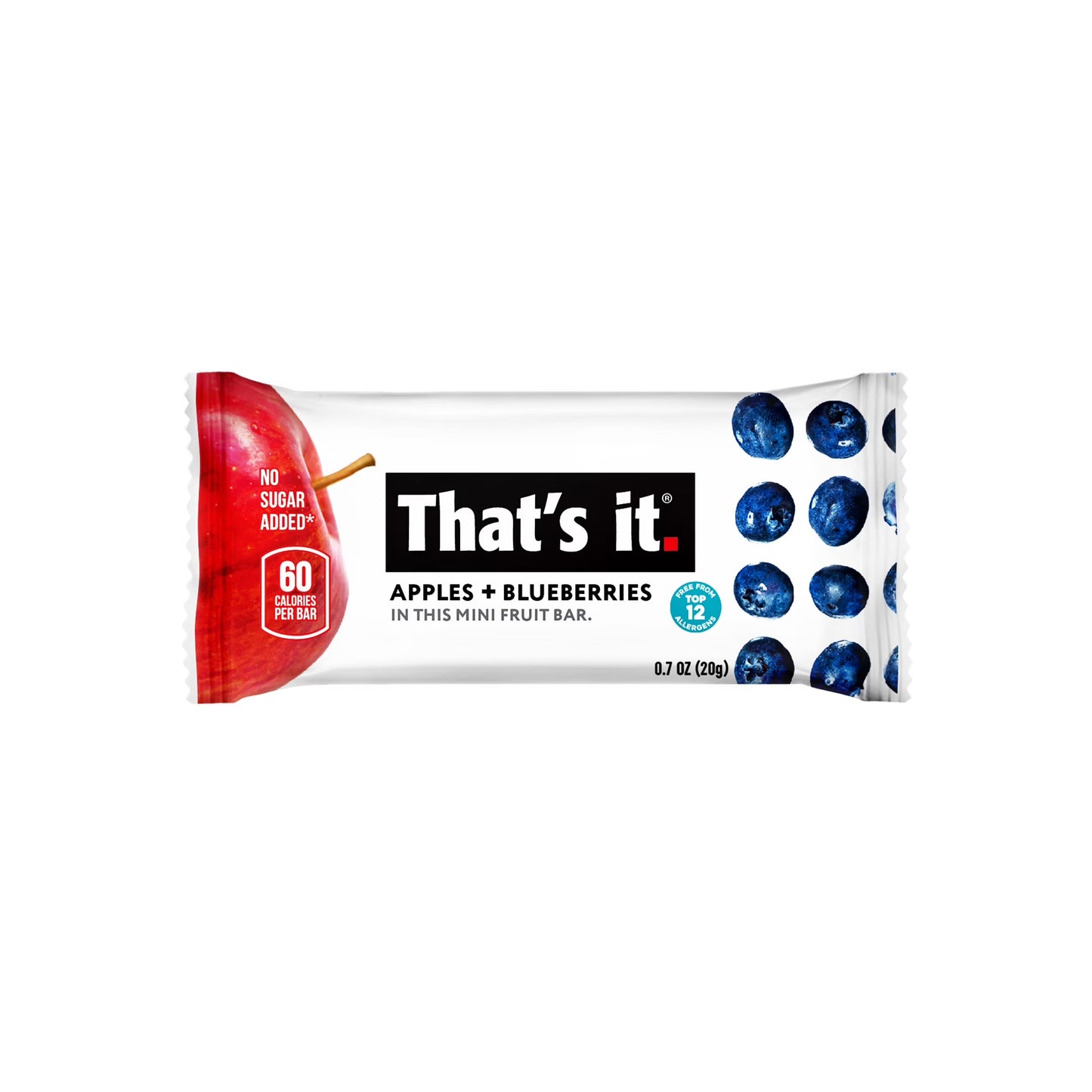 Gluten-Free Soft Chewy Apple + Blueberry Fruit Bars, 0.7 Oz, 8 Ct. Shelf Stable Box