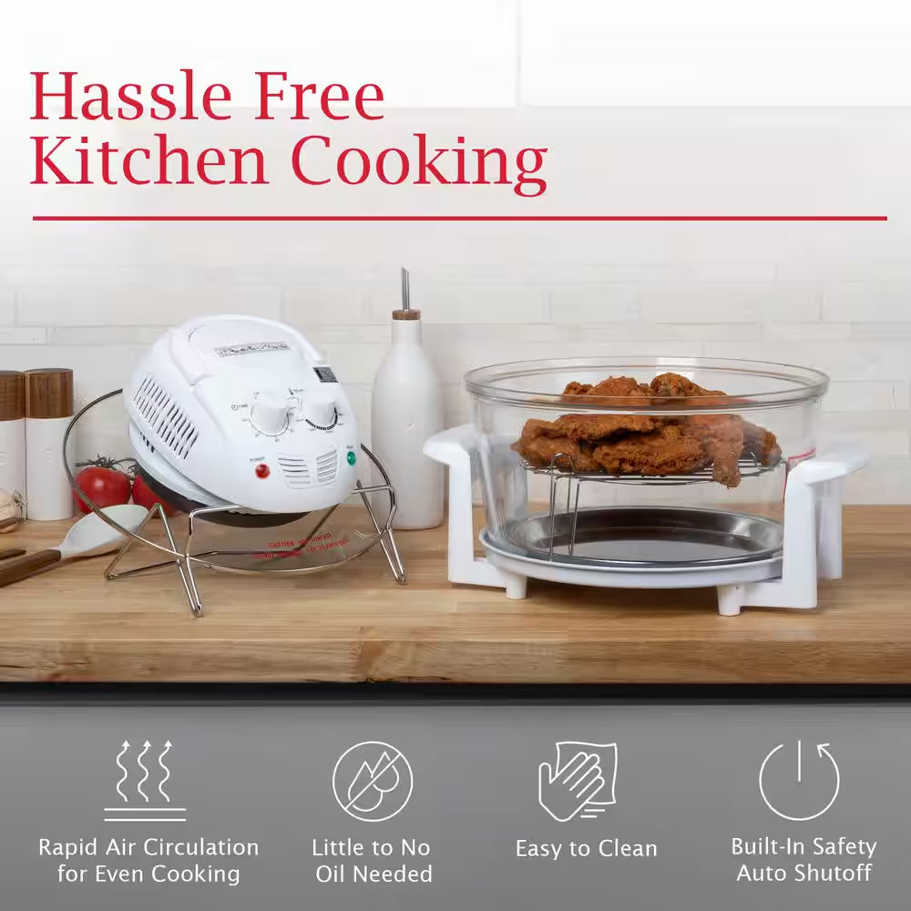 12-17 Qt. Glass Halogen Air Fryer, White