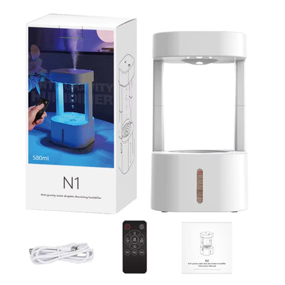 7 Color anti Gravity Humidifier 580Ml Levitating Water Drip Desk Mini Rain Humidifier Cool Mist Aroma Diffuser for Bedroom