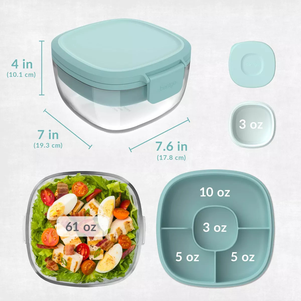 Bentgo 61Oz 6Pc Glass All in One Salad Container