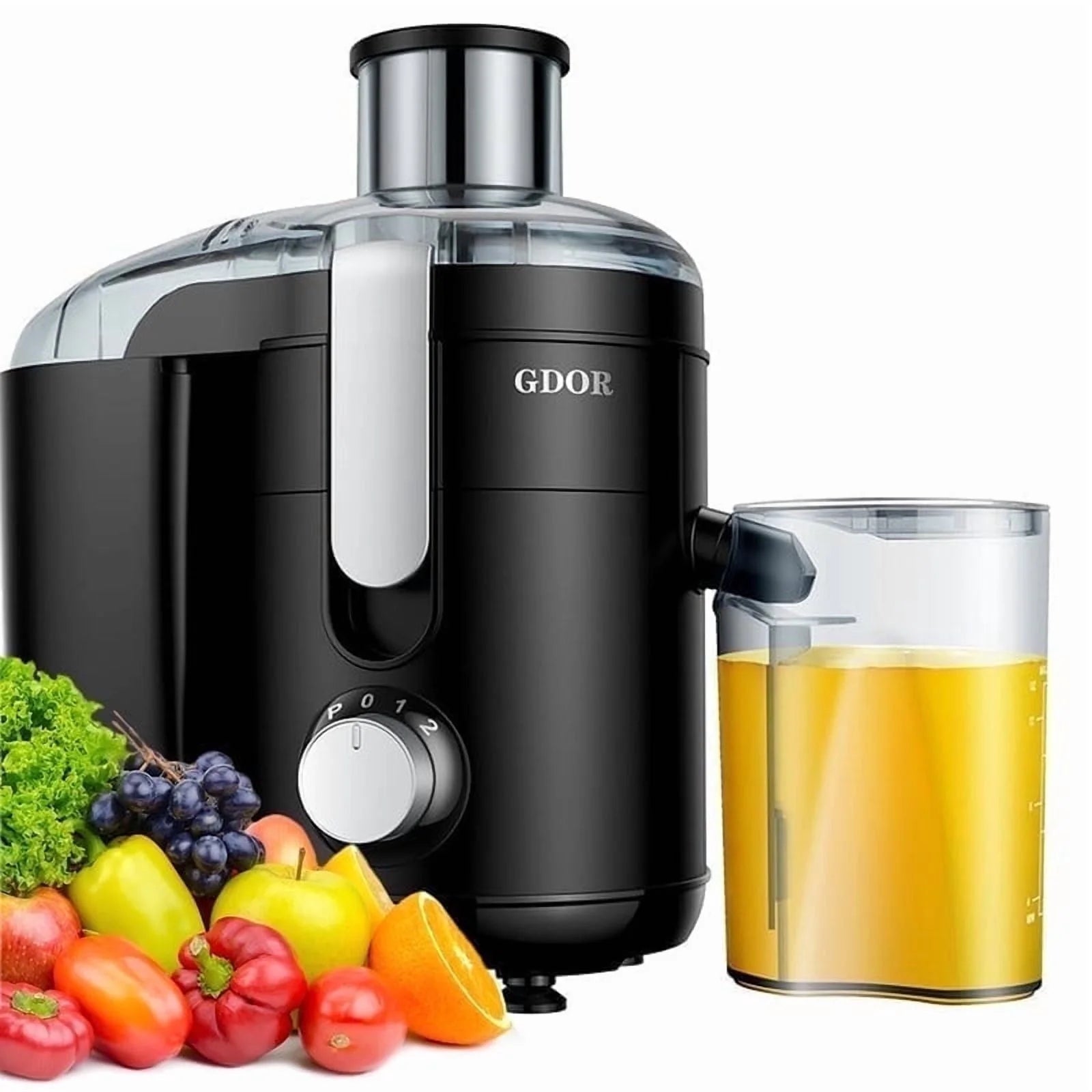 Kitchen Appliances Juicer Machine Dual Speeds Centrifugal Extractor, Titanium Enhanced Cut Disc, 2.5" Feedchute Juicer, Anti-Drip, Includes Cleaning Brush,Black