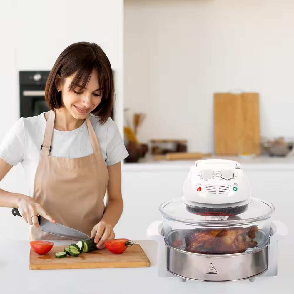 12-17 Qt. Glass Halogen Air Fryer, White